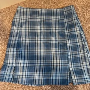 Blue plaid skirt